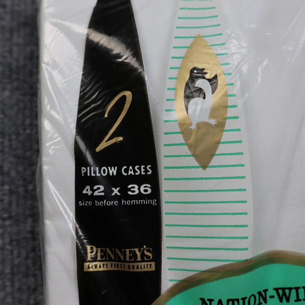 Vintage Penneys Nation Wide Strong Muslin Pillow Cases 42x36‎ 100% Cotton Set 2